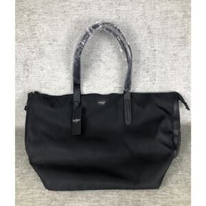 Botkier New York Large Black Nylon Tote Bag Faux Leather Trim Double Strap Zip